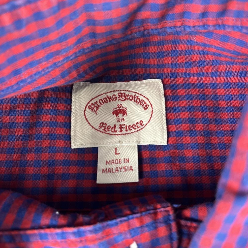 Brooks Brothers Mens Sz Large Red/Blue Fleece Plaid Button Down Casual Shirt - Picture 3 of 8